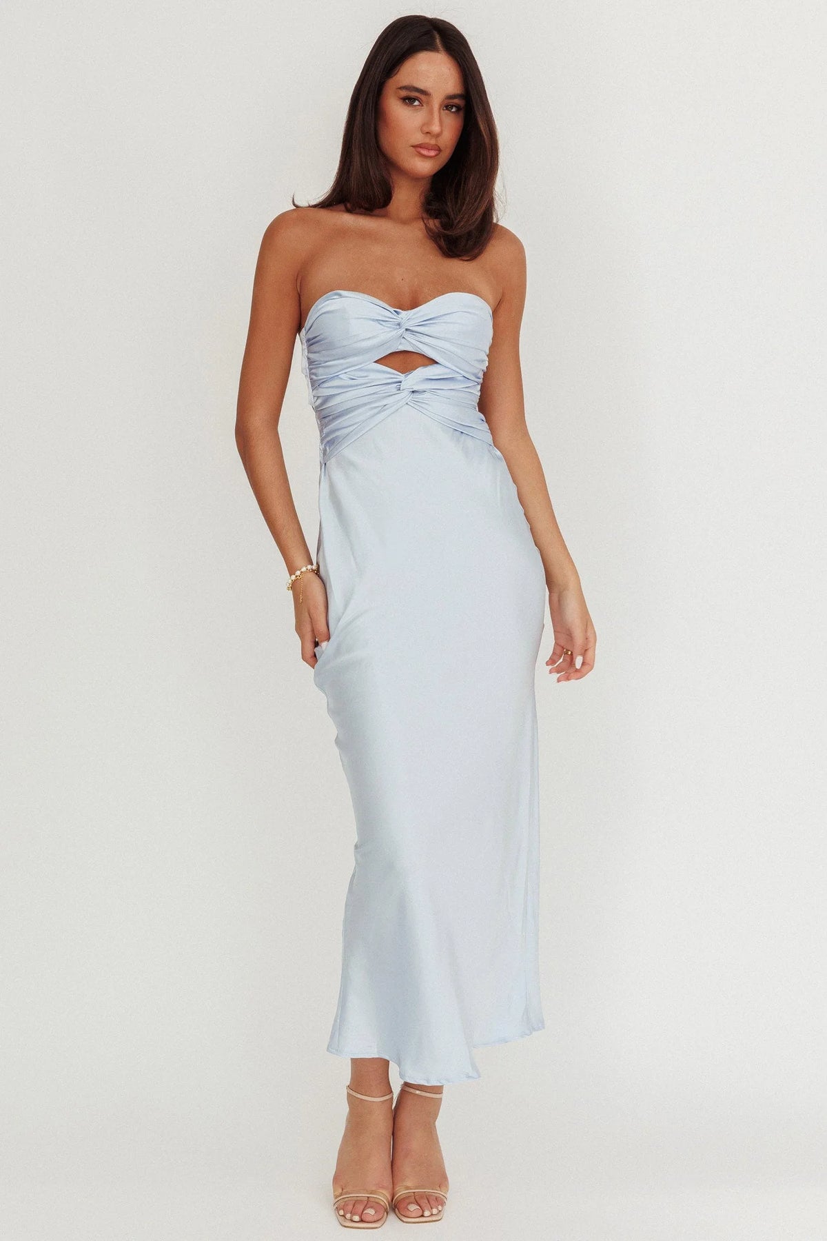 Good Impression Double Twist Maxi Dress Steel Blue