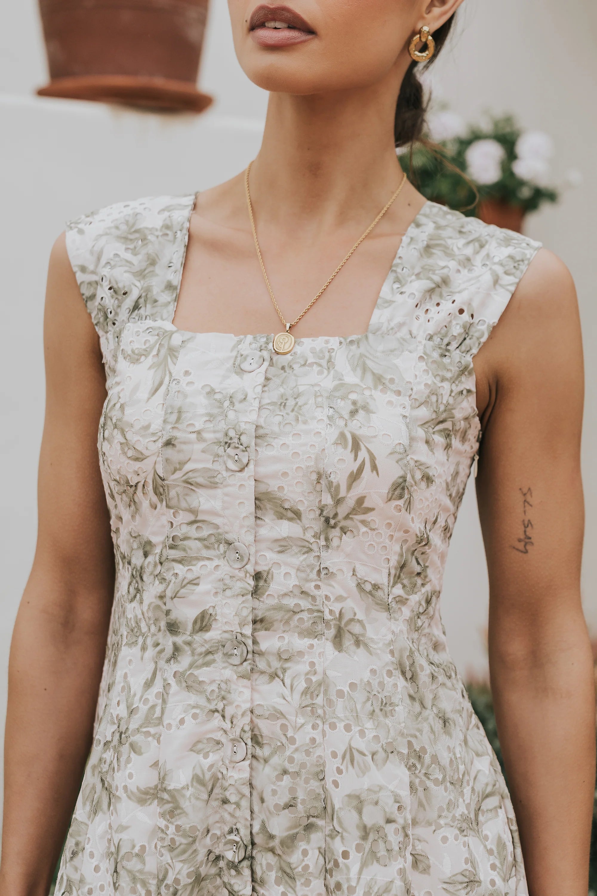 Cassie Embroidered Midi Dress - FINAL SALE