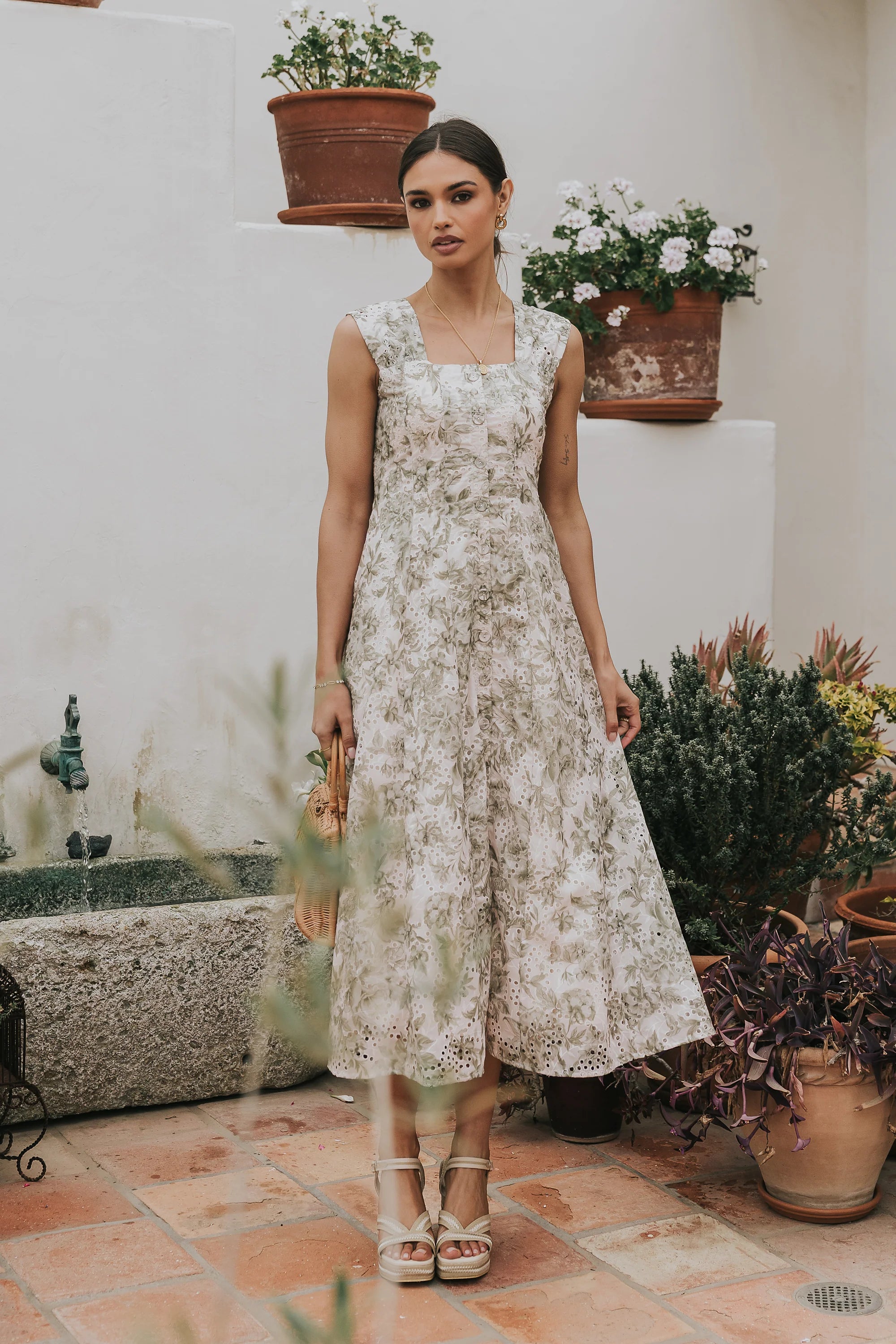 Cassie Embroidered Midi Dress - FINAL SALE