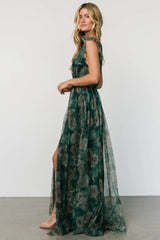 Carmine Maxi Dress | Green Floral